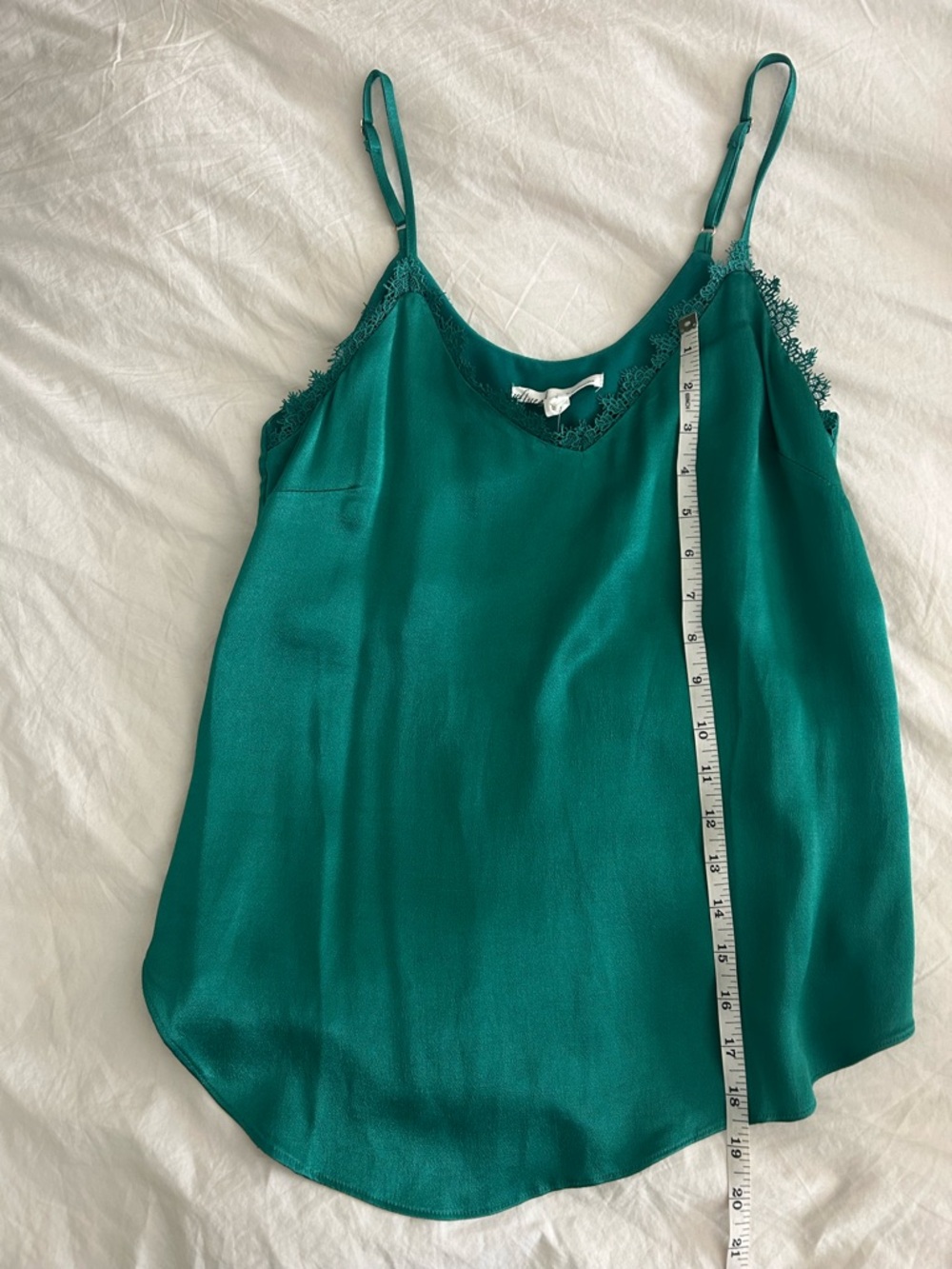 Floreat Anthropologie Green Emerald Lace-Trim Satin Cami Tank Size Small NWT - Picture 7 of 11